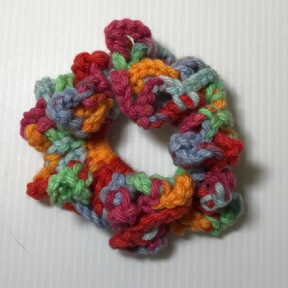 NWT Multicolor Handmade Crocheted Hair Scrunchie